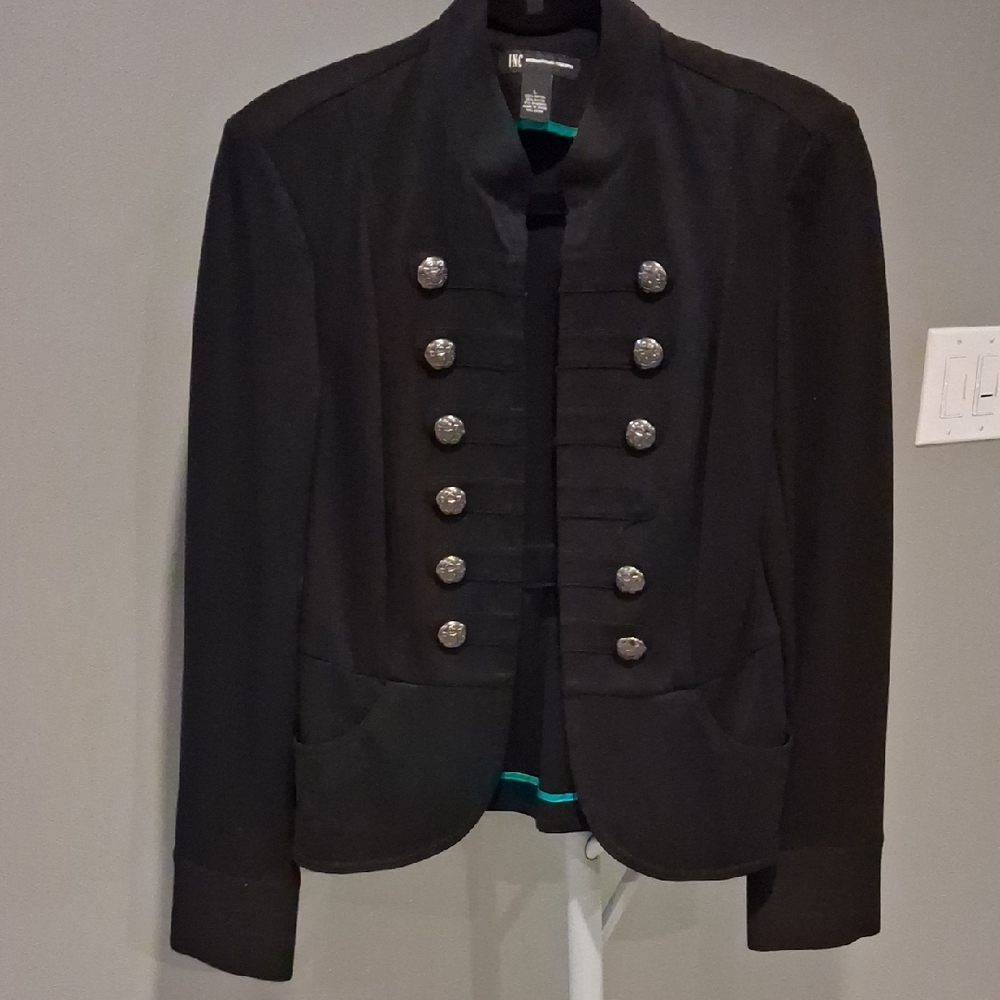 INC International Concepts Black Double-Breasted Blazer